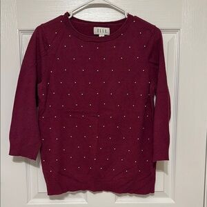 Elle Burgundy Sweater with Stud Accents